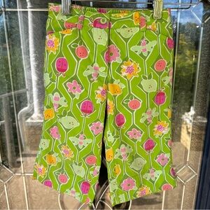 Lilly Pulitzer 4T capri pant green ladybug lemon floral yellow pink preppy
